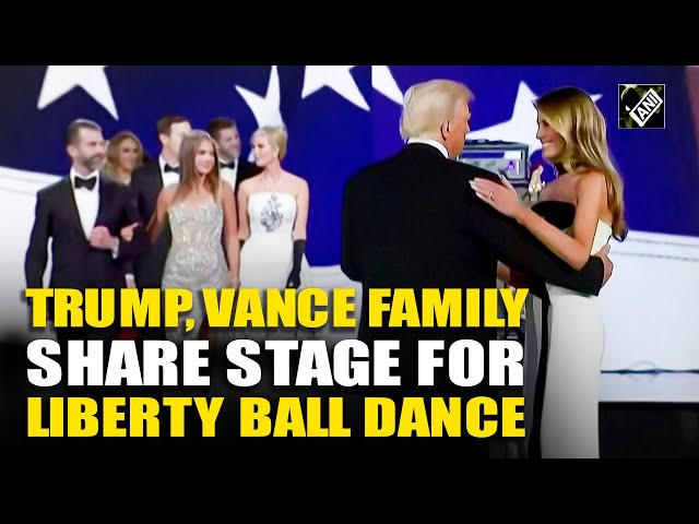 President Donald Trump, Melania, Vance family unite on stage for dance at Liberty Ball