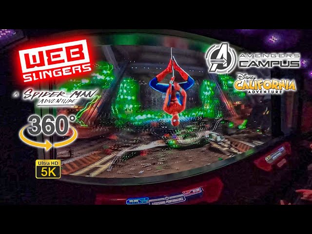 VR 360 5K Web Slingers A Spider Man Adventure On Ride POV Disney California Adventure 2022 01 08