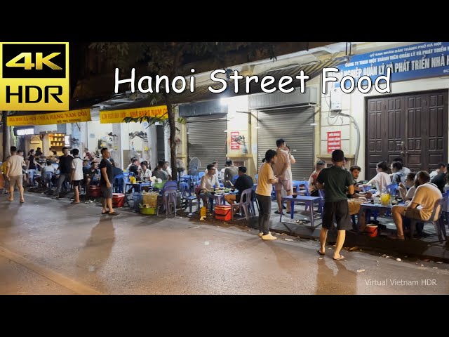 4K HDR | Vietnam Street Food - Hanoi Nightlife Street Tour By Walking | Vietnam 2023