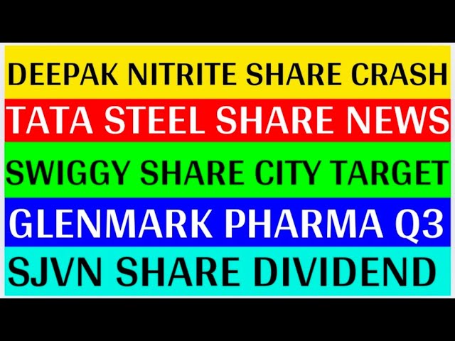 Deepak Nitrite Share Crash Today | Tata Steel | Swiggy Share | Sjvn Share Dividend | Glenmark Q3