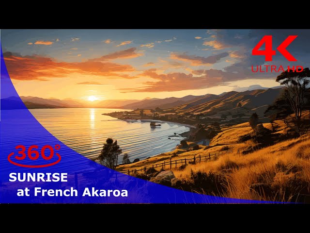 Sunrise view in 360: Astonishing view of Akaroa on morning, New Zealand