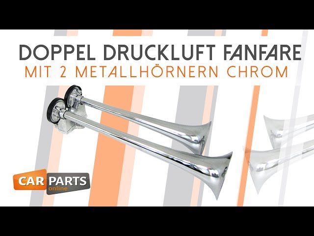 ✖️Doppel Druckluft Fanfare✖️mit 2 Metallhörnern✖️Chrom✖️Artikel Nr.: 22299✖️