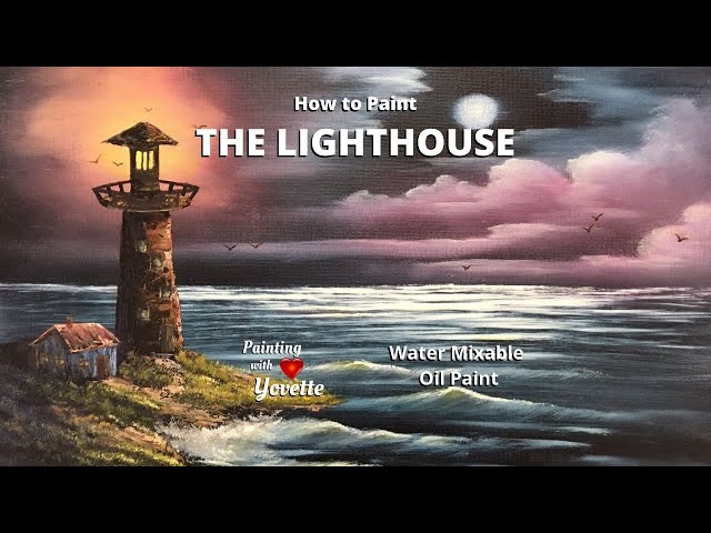 THE LIGHTHOUSE // On Black Canvas // EASY for a Beginner