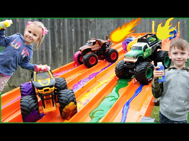 Monster Trucks Painting and Learning Colors Art For Kids