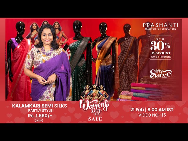 Kalamkari Semi Silks | Women's Day Sale | Up to 30% OFF | Video - 15