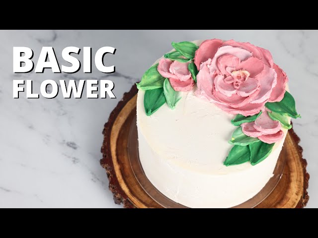 Basic Palette knife flower cake  [ Cake Decorating For Beginners ]