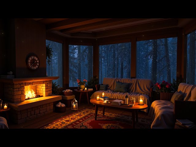 Rain and Crackling Fireplace | Cozy Cabin Retreat with Relaxing Nature Sounds for Sleep