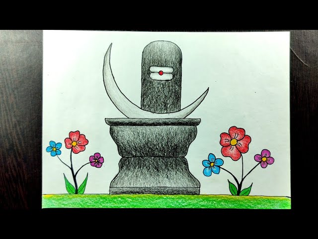 How to draw shivling with moon || Shivling Drawing easy