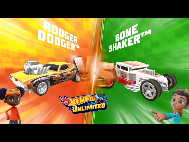 Hot Wheels Unlimited Monster Truck : Let's Race Rodger Dodger Vs Bone Shaker In My New Tracks