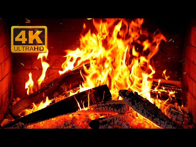 FIREPLACE 4K 🔥 Fireplace video with Burning Logs & Fire Sounds