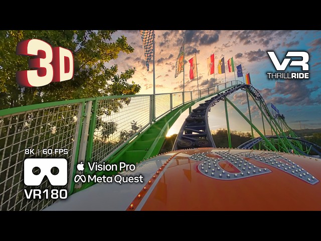 3D Immersive 8K VR180 Roller Coaster Sunset Ride on Alpina Bahn at Cranger Kirmes