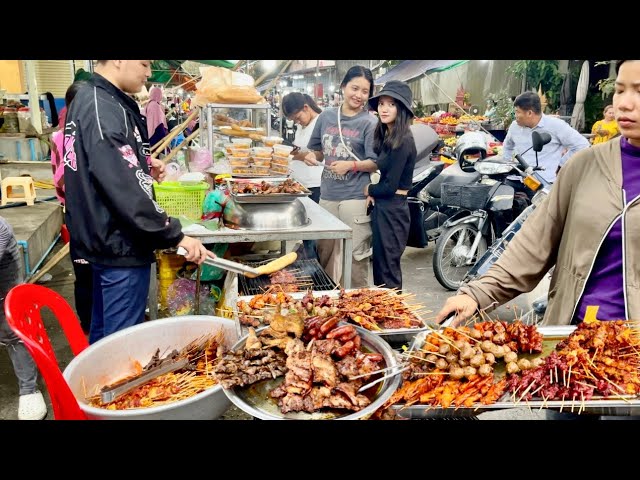 Cambodian street food - street food market in Takoe Delicious plenty fresh foods & vegetables 2024