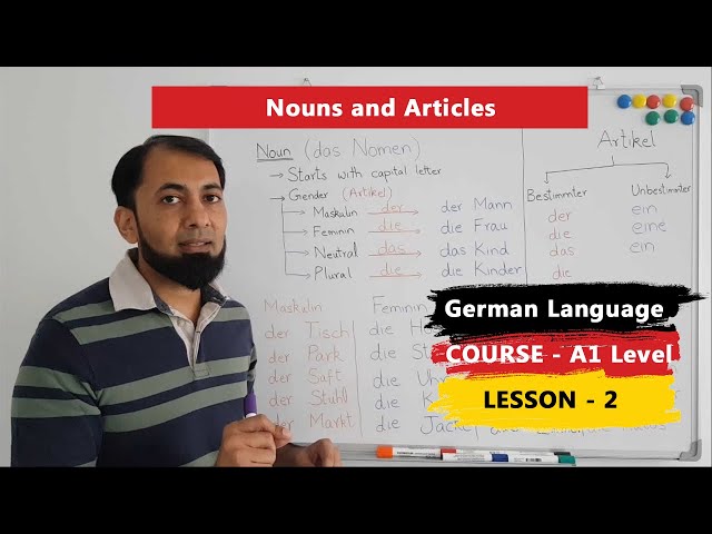 A1 German Course | Lesson 2 | Definite and Indefinite Articles in German Nominative Case | Urdu