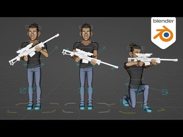 Blender Rigging Tutorial: How to Make a Character Hold a Rifle with Both Hands