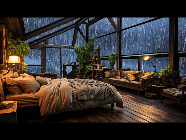 Fall Asleep Quickly with Heavy Rain Sounds and Intense Thunder at the Window - White Noise