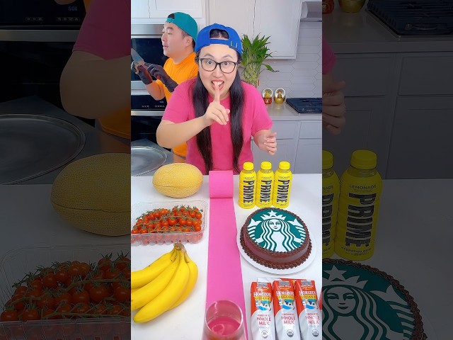 Starbucks cake vs fruit ice cream challenge!🍨 #starbucks #funny by Ethan Funny Family