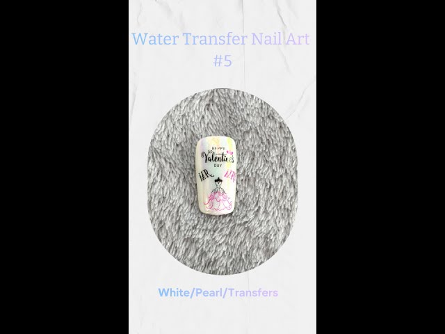 Water Transfer #5 White Pearl Valentines #nailart #valentine #nails #pearlnails