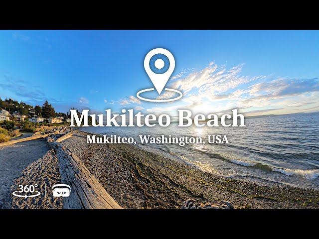 Explore an immersive 360° VR experience of Mukilteo Beach in Mukilteo, Washington, USA!