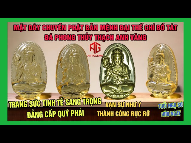 Mặt Phật Bản Mệnh Đại Thế Chí Bồ Tát Thạch Anh Vàng - Trí Tuệ Sáng Suốt - Thành Công - Bổng Đá Quý