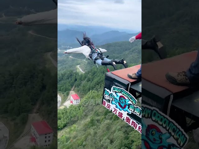 Beautiful Girl Bungee Jumping Is Too Disrespectful To The Cliff