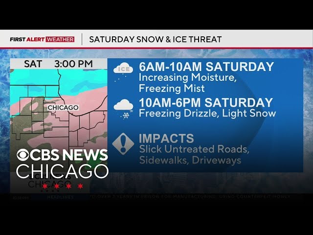 Icy glaze could make for treacherous travel in Chicago on Saturday