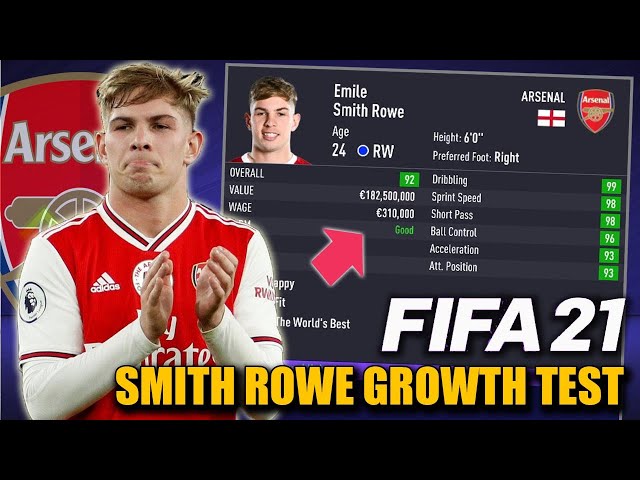 EMILE SMITH ROWE GROWTH TEST in FIFA 21 Career Mode