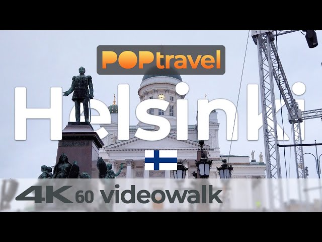 Walking in HELSINKI / Finland - Downtown in Winter - 4K 60fps (UHD)