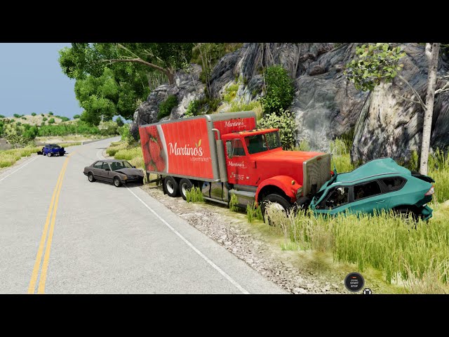 beamng drive car crashes video road damage and bridge damage