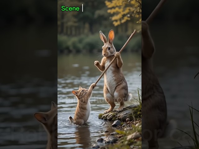 "Cat’s Big Mistake & Rabbit’s Kindness" #catfunny #ai #cute #catvideos #Rabbithubforcat  #shorts