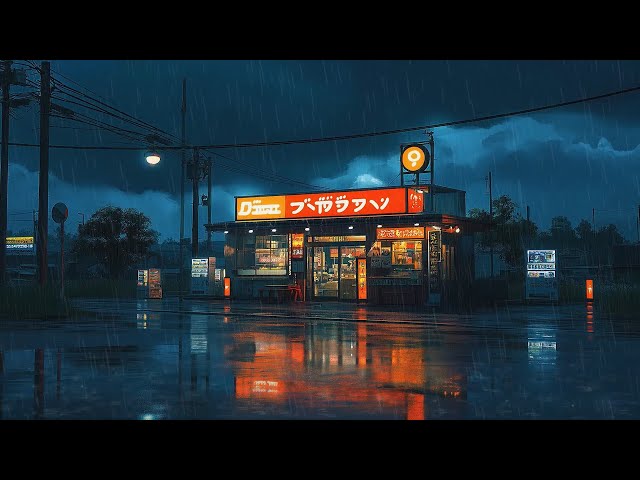 Dreamy Escape: 1990s Lofi Beats with Rain in a Retro Japanese Town | Lofi Hip Hop Beats | Tokyo Café