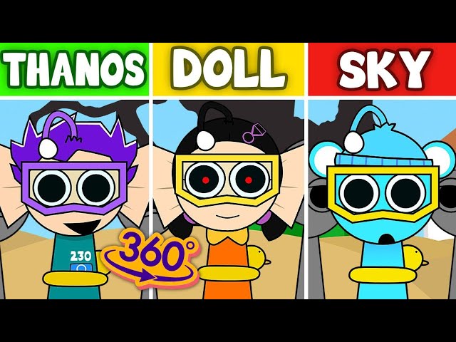 360 VR | Incredibox Sprunki THANOS Vs. DOLL Vs. SKY (All Version) | NEW MOD | NORMAL VS. HORROR