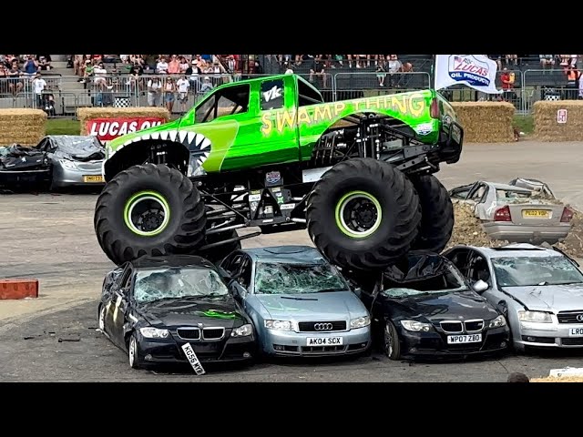 Cars get crushed! The Slo Mo Monster Show