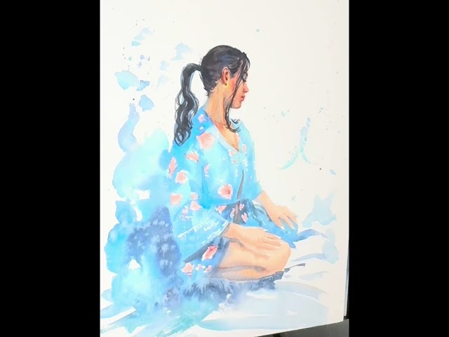 Timelapse - watercolor painting  🫶🏻🎨Timelapse #Art  #watercolorart #FashionArt #shorts #fyp