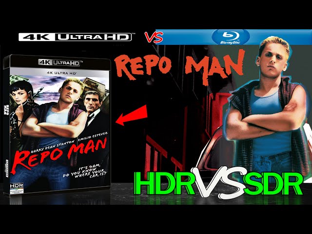 Repo Man 1984 4K UHD HDR vs 1080p BluRay SDR 100nits  REVIEW #TRUE_DIFFERENCE #WATCH_IN_HDR #RepoMan