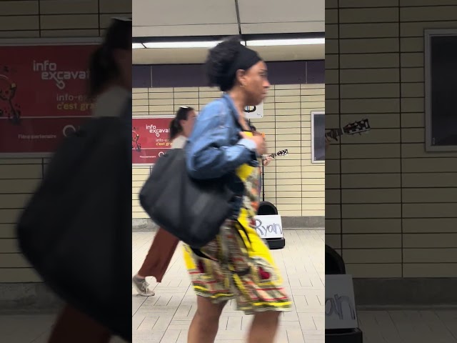 Playing Elastic Heart while busking in Montreal metro