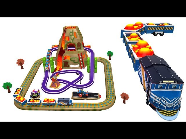 Cartoon Train Volcano Adventure Amusement Park for Kids - Toy Factory Train