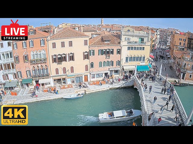 4K View of the Ponte delle Guglie and Strada Nova - Live Stream from Hotel Marte Venice