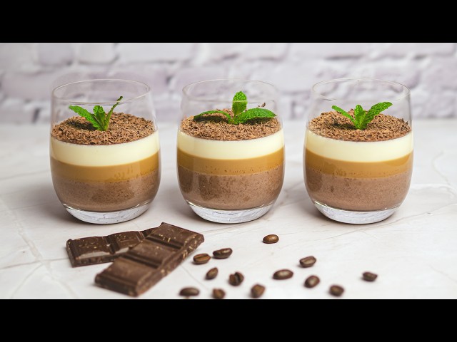 Panna cotta with chocolate and coffee subtitles 🍧🍫☕ Video Recipe   Good Recipes from Agi