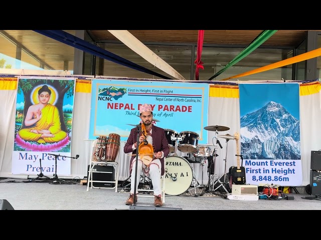 Samyam L. playing Sarangi at Nepal Day 2024