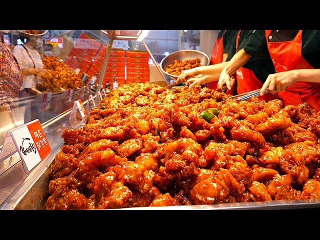 Busiest street food snack shop in Korea?! Most satisfying chicken, dumpling, tteokbokki video BEST 9