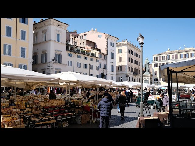 Rome Virtual Tour. Morning walk around Campo de' Fiori [Multi CC]. ITALY - Slow TV [4K HDR].