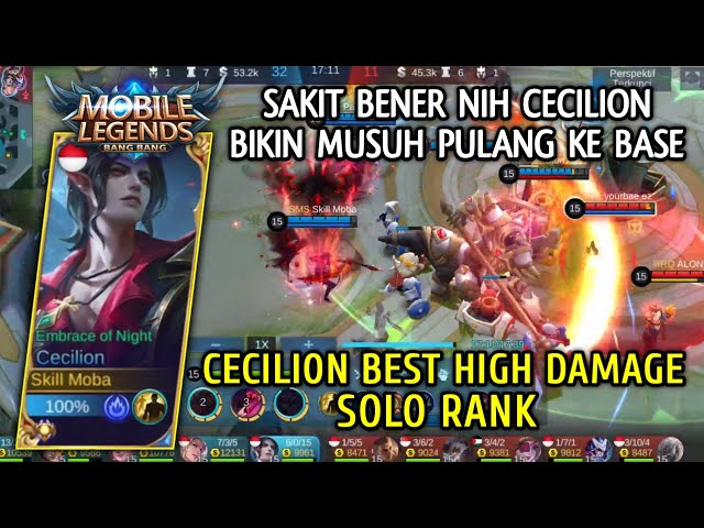 Cecilion Best High Damage Replay Gameplay Solo Rank - Skill Moba | Mobile Legends