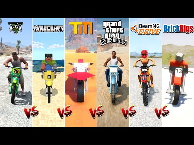 GTA 5 DIRTBIKE vs MINECRAFT vs TRAILMAKERS vs GTA SA vs BRICK RIGS vs BEAMNG - WHICH IS BEST?