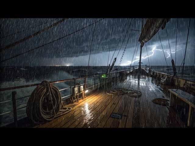 Stormy Night on a Fishing Boat | 깊은 수면과 스트레스 해소를 위한 비와 천둥 소리"