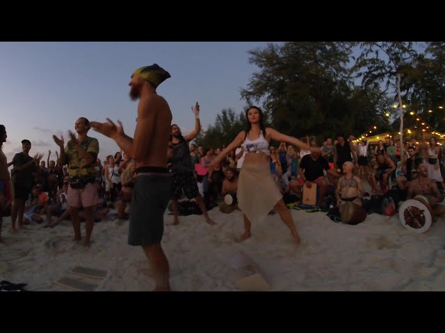 Zen Beach sunset drum circle on Koh Phangan island Thailand