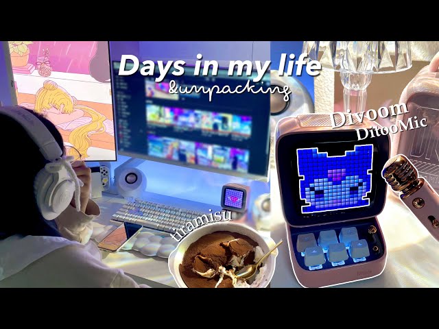 vlog | Unboxing a cute retro speaker 🎤🎀 Making tiramisu by splitting it and eating it 🍫