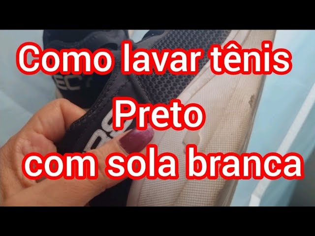 🔴(DICA)como lavar tênis preto  de solado branco rápido e fácil sem esforço #comolavartenispreto