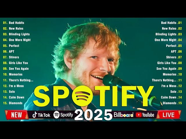 Ed Sheeran, Bruno Mars, Dua Lipa, Adele, Maroon 5, Rihanna, The Weeknd - Billboard Top 50 This Week