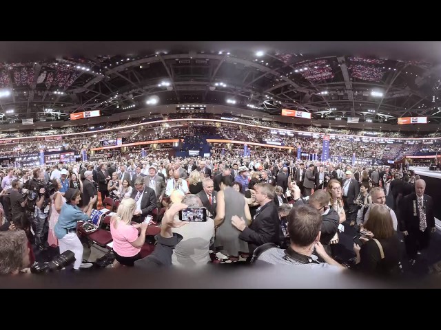 On the convention floor, celebrating with the New York delegation