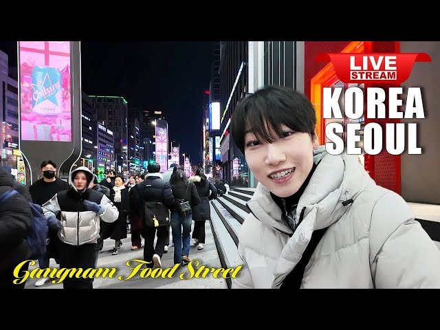 Live Seoul Korea 🇰🇷 Walk Tour Seoul 🤩 Seoul Gangnam Night Street Walking Tour, Korean Food Street